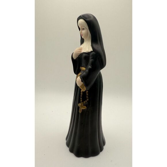 Nun With Prayer Book and Rosary Ceramic Figurine Religious 7” - Picture 3 of 8